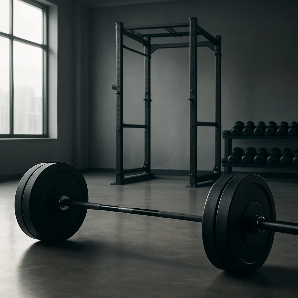 Loaded barbell in a private strength gym